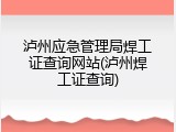 泸州应急管理局焊工证查询网站(泸州焊工证查询)