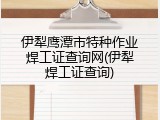 伊犁鹰潭市特种作业焊工证查询网(伊犁焊工证查询)