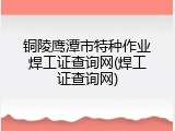 铜陵鹰潭市特种作业焊工证查询网(焊工证查询网)