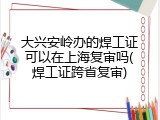 大兴安岭办的焊工证可以在上海复审吗(焊工证跨省复审)
