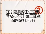 辽宁建委焊工证查询网站打不开(焊工证查询网站打不开)