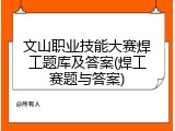 文山职业技能大赛焊工题库及答案(焊工赛题与答案)