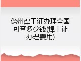 儋州焊工证办理全国可查多少钱(焊工证办理费用)