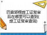 巴音郭楞焊工证复审后在哪里可以查到(焊工证复审查询)
