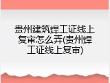 贵州建筑焊工证线上复审怎么弄(贵州焊工证线上复审)