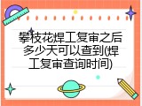 攀枝花焊工复审之后多少天可以查到(焊工复审查询时间)