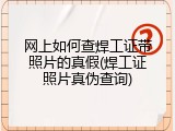 网上如何查焊工证带照片的真假(焊工证照片真伪查询)