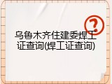 乌鲁木齐住建委焊工证查询(焊工证查询)