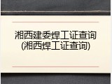 湘西建委焊工证查询(湘西焊工证查询)