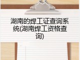 湖南的焊工证查询系统(湖南焊工资格查询)
