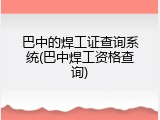 巴中的焊工证查询系统(巴中焊工资格查询)
