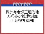 株洲有考焊工证的地方吗多少钱(株洲焊工证报考费用)