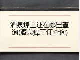 酒泉焊工证在哪里查询(酒泉焊工证查询)