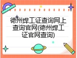 德州焊工证查询网上查询官网(德州焊工证官网查询)
