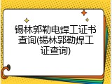 锡林郭勒电焊工证书查询(锡林郭勒焊工证查询)