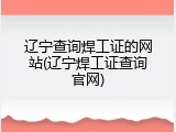 辽宁查询焊工证的网站(辽宁焊工证查询官网)