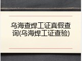 乌海查焊工证真假查询(乌海焊工证查验)