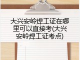 大兴安岭焊工证在哪里可以直接考(大兴安岭焊工证考点)