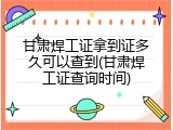 甘肃焊工证拿到证多久可以查到(甘肃焊工证查询时间)