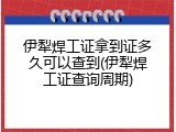 伊犁焊工证拿到证多久可以查到(伊犁焊工证查询周期)