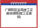 广朝阳区监局焊工证查询(朝阳焊工证查询)