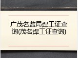 广茂名监局焊工证查询(茂名焊工证查询)