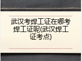 武汉考焊工证在哪考焊工证呢(武汉焊工证考点)