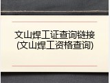 文山焊工证查询链接(文山焊工资格查询)