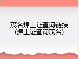 茂名焊工证查询链接(焊工证查询茂名)