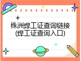 株洲焊工证查询链接(焊工证查询入口)