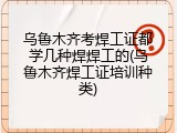 乌鲁木齐考焊工证都学几种焊焊工的(乌鲁木齐焊工证培训种类)