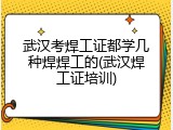 武汉考焊工证都学几种焊焊工的(武汉焊工证培训)