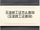 玉溪焊工证怎么查询(玉溪焊工证查询)
