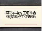 阿勒泰电焊工证件查询(阿泰焊工证查询)
