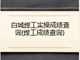 白城焊工实操成绩查询(焊工成绩查询)
