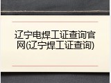 辽宁电焊工证查询官网(辽宁焊工证查询)