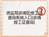 质监局武清区焊工证查询系统入口(武清焊工证查询)