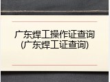 广东焊工操作证查询(广东焊工证查询)