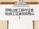 双鸭山焊工操作证查询(焊工证查询双鸭山)
