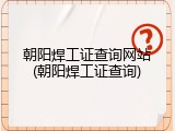 朝阳焊工证查询网站(朝阳焊工证查询)