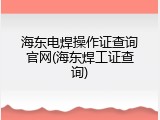 海东电焊操作证查询官网(海东焊工证查询)