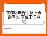 东丽区电焊工证书查询网(东丽焊工证查询)