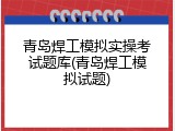 青岛焊工模拟实操考试题库(青岛焊工模拟试题)