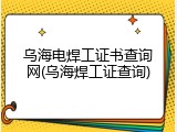 乌海电焊工证书查询网(乌海焊工证查询)
