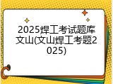 2025焊工考试题库文山(文山焊工考题2025)