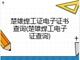 楚雄焊工证电子证书查询(楚雄焊工电子证查询)