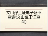 文山焊工证电子证书查询(文山焊工证查询)
