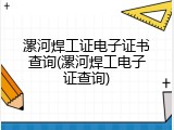 漯河焊工证电子证书查询(漯河焊工电子证查询)
