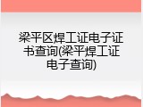 梁平区焊工证电子证书查询(梁平焊工证电子查询)