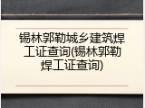 锡林郭勒城乡建筑焊工证查询(锡林郭勒焊工证查询)